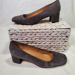 Talbots Grey Mink Studded 2" Heel Suede Closed Toe Pumps  Career Event Size 9B